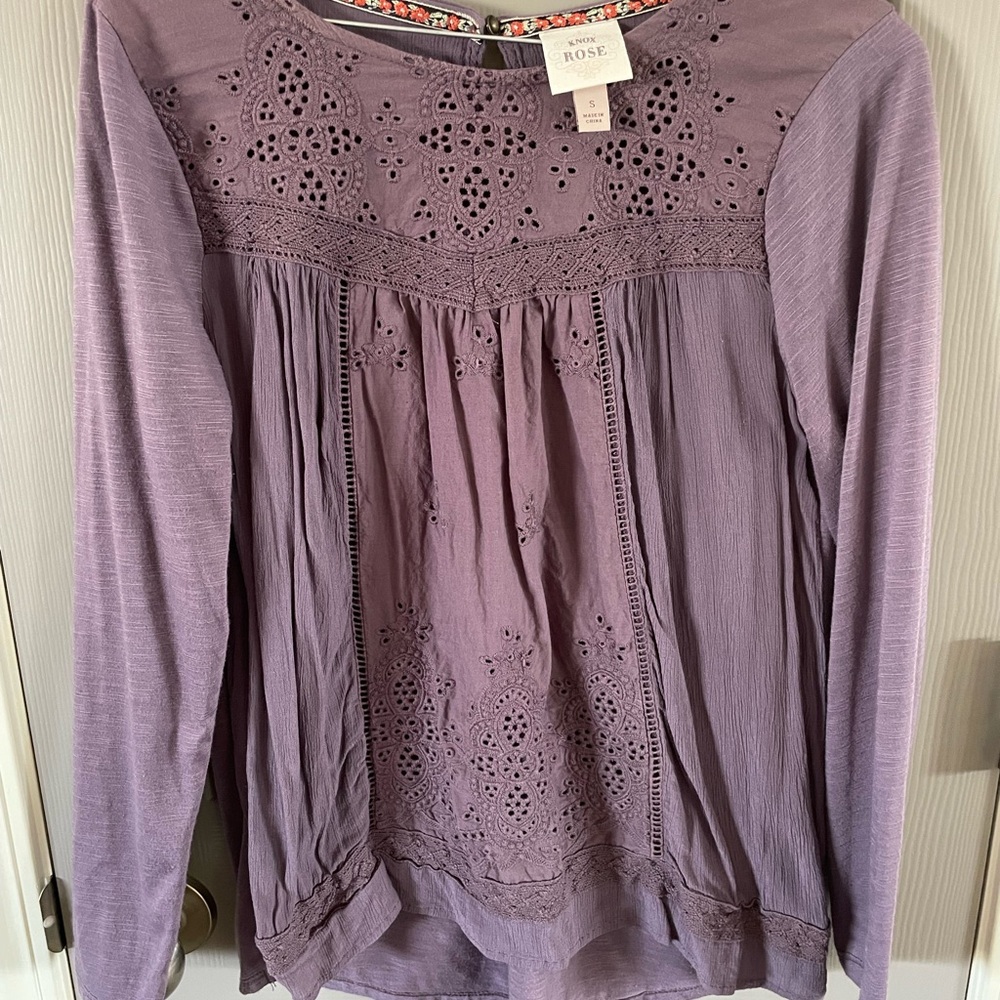Knox Rose Purple Pleated Embellished Blouse